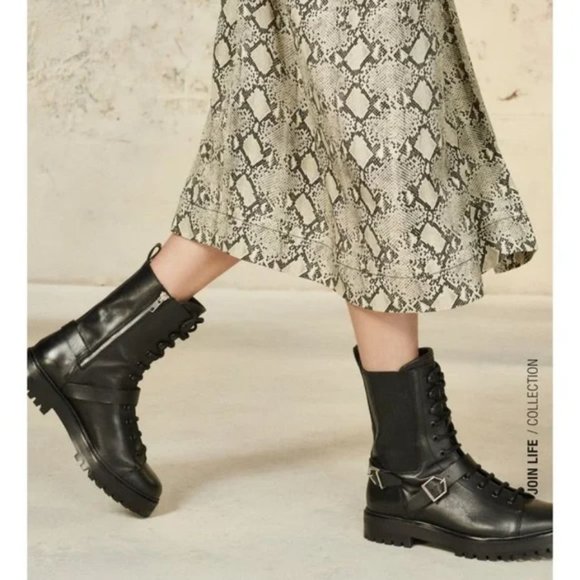 ZARA REAL LEATHER BUCKLED ANKLE BOOTS - Picture 1 of 8